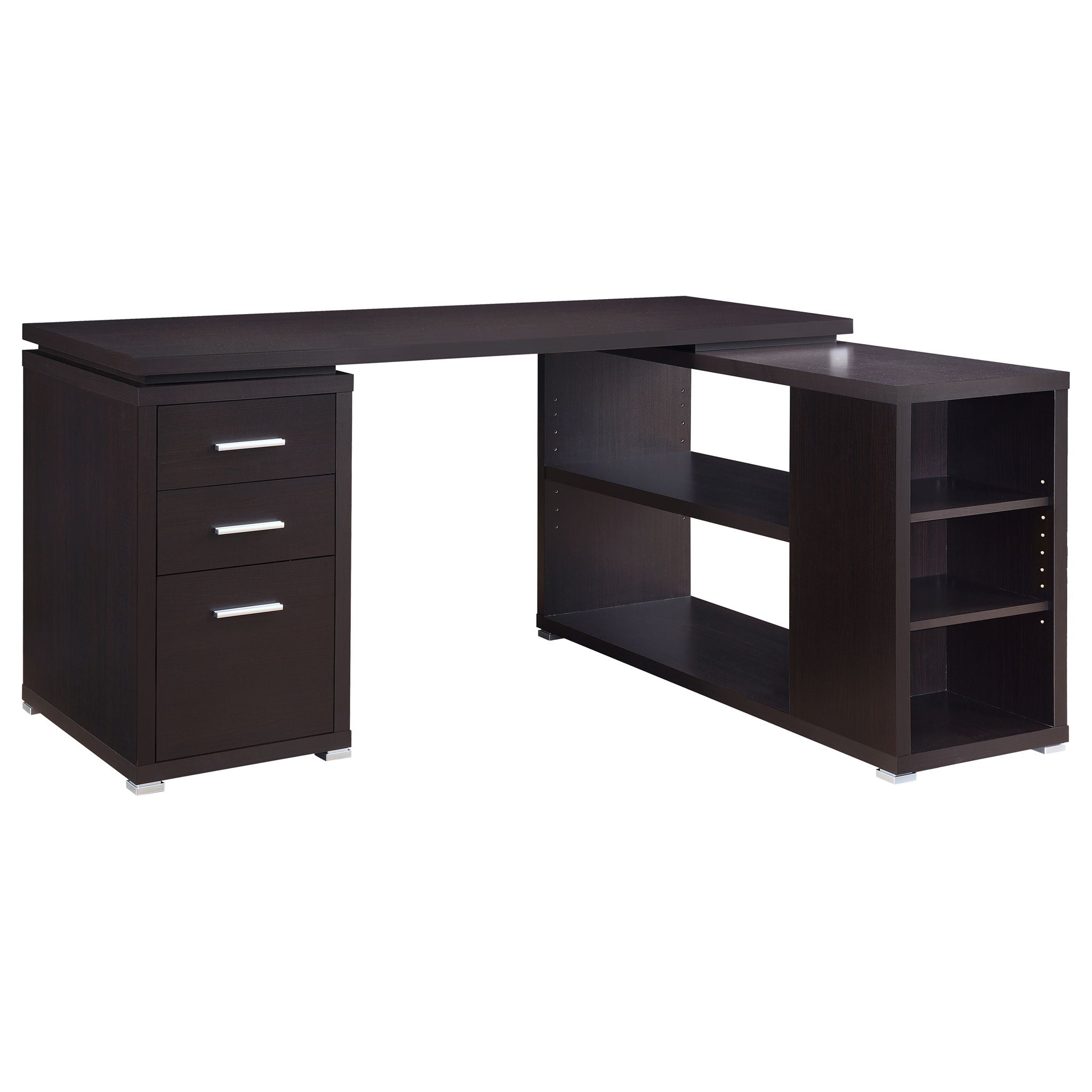 Tona - L-Shape Computer Desk With 3 Drawers And 5 Shelves by HouseOfZazla