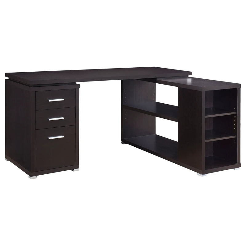 Tona - L-Shape Computer Desk With 3 Drawers And 5 Shelves by HouseOfZazla