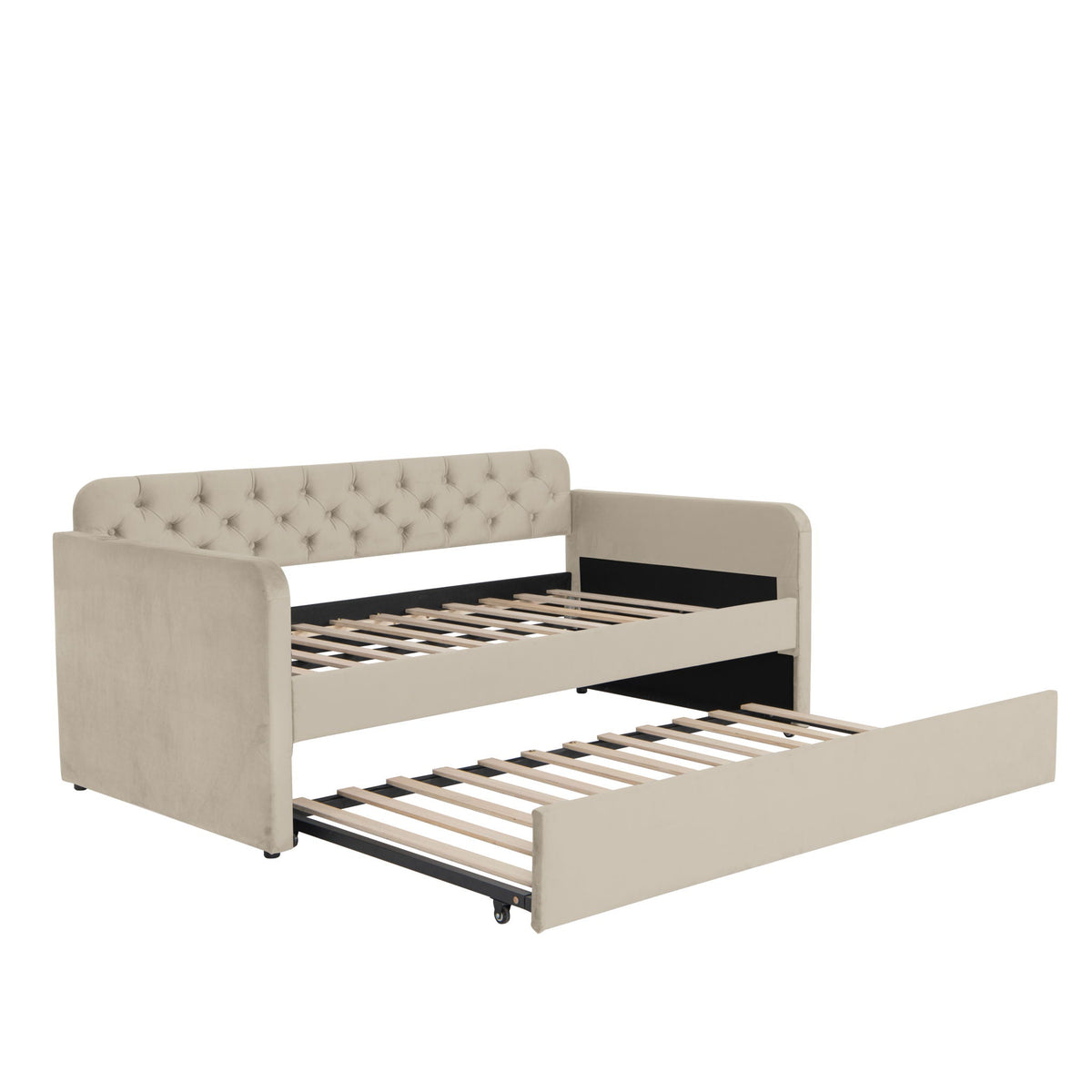 Upholstered Daybed With Trundle and USB Charging - Twin Size, photo 2 of 12