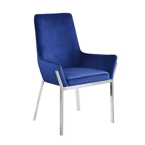 Cambrie - Side Chair (Set of 2) - Blue Velvet & Mirrored Silver by Unique Piece Furniture