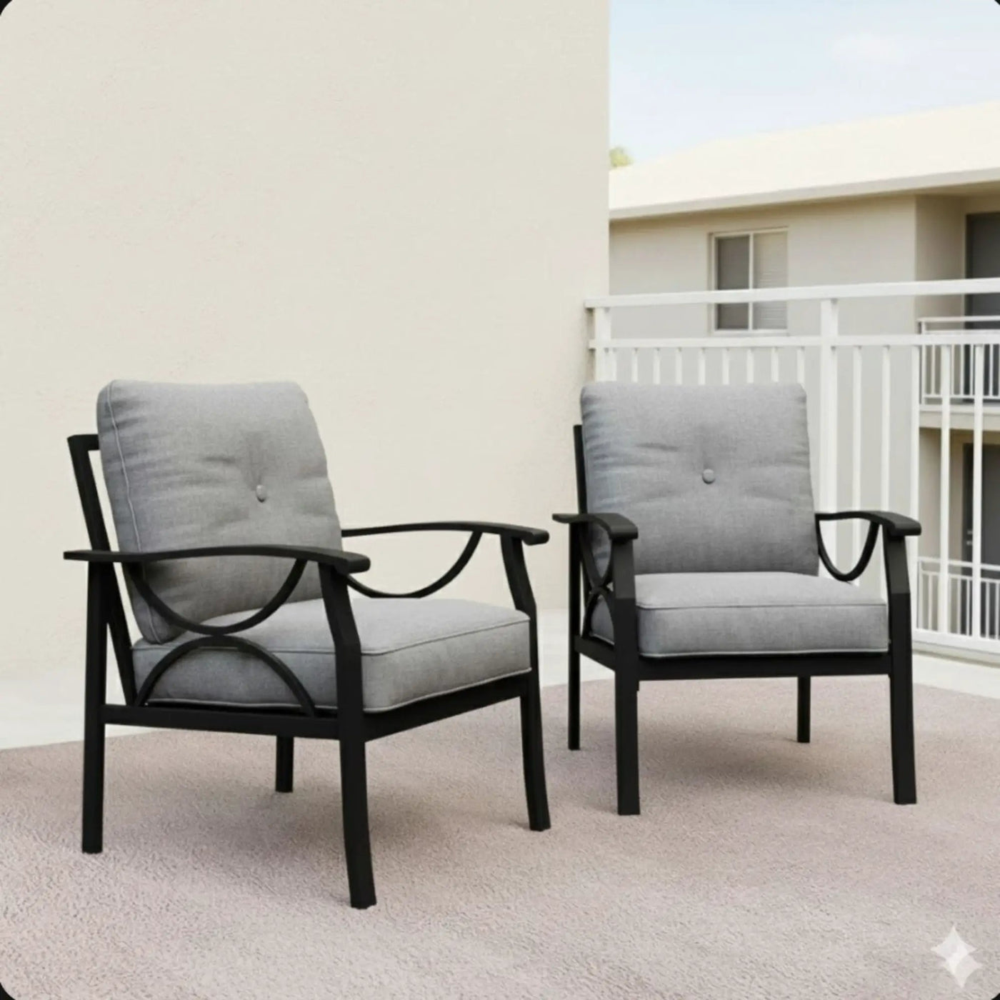All-Weather Armchairs With Cushions, Modern Sculptural Design (Set of 2) by HouseOfZazla