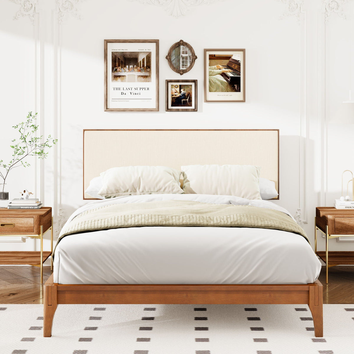 King Size Solid Dry Bamboo Platform Bed with Adjustable Headboard - Brown, photo 6 of 6
