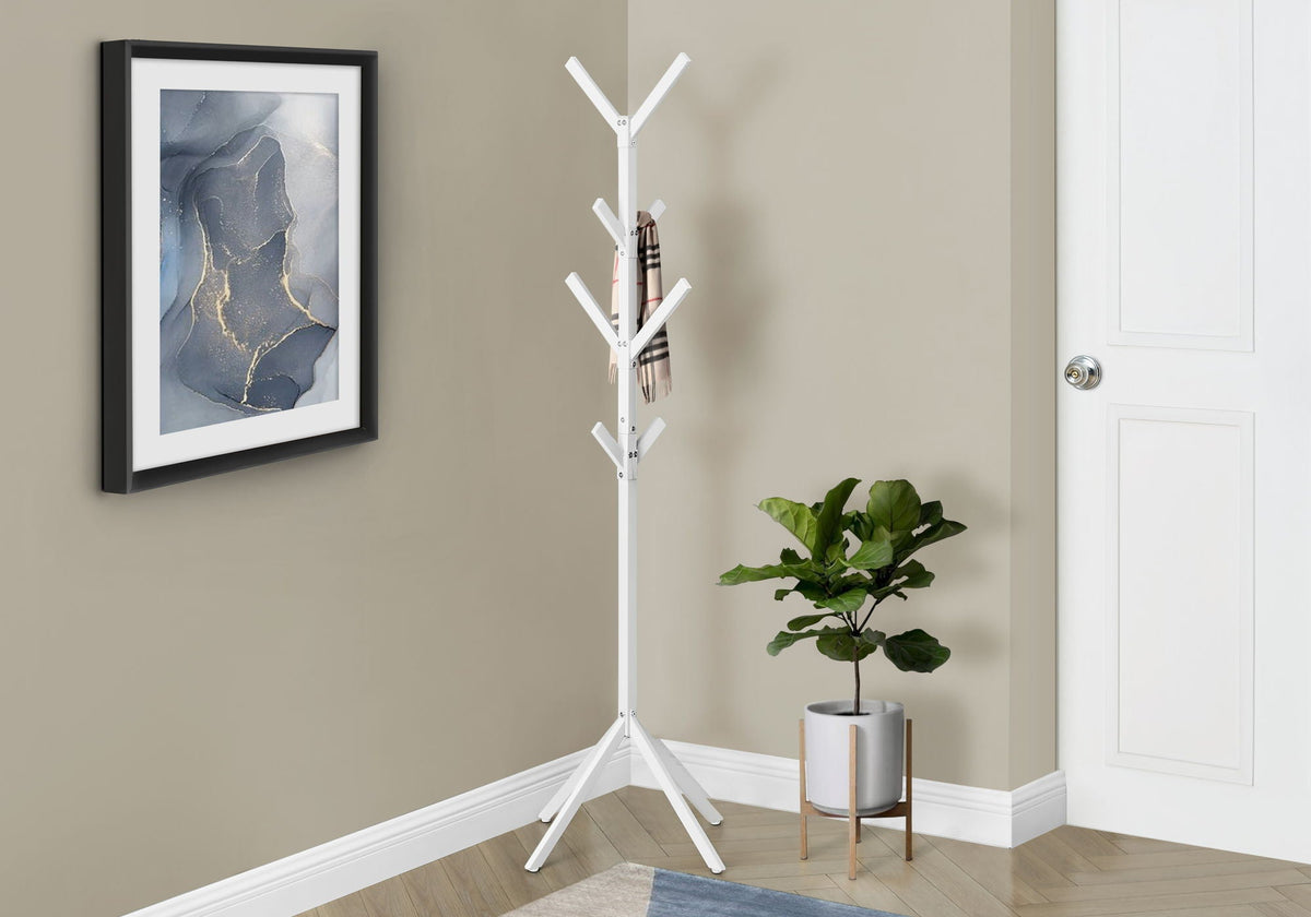 Freestanding Coat Rack with 8 Hooks - Black, Gray, or White, photo 3 of 12
