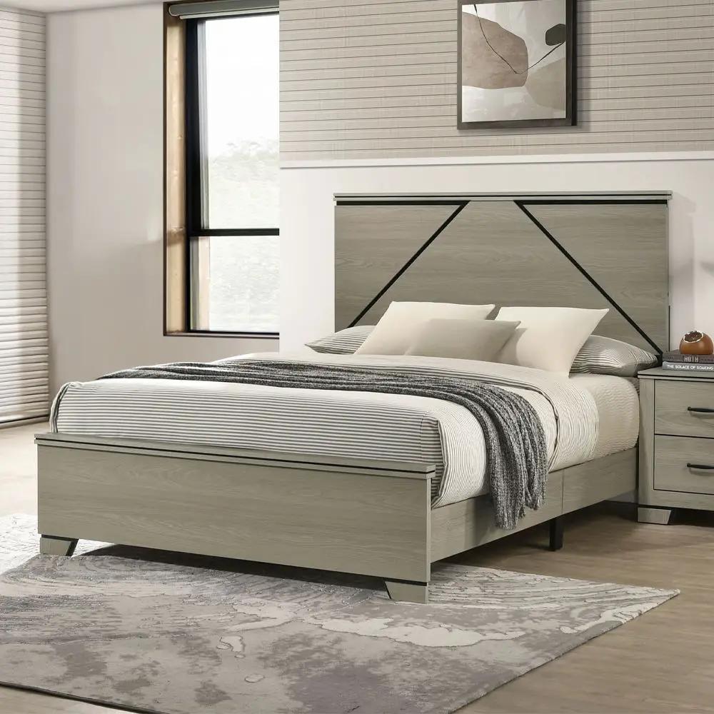 Joanna - Queen Bed With LED - Weathered Gray by Unique Piece Furniture
