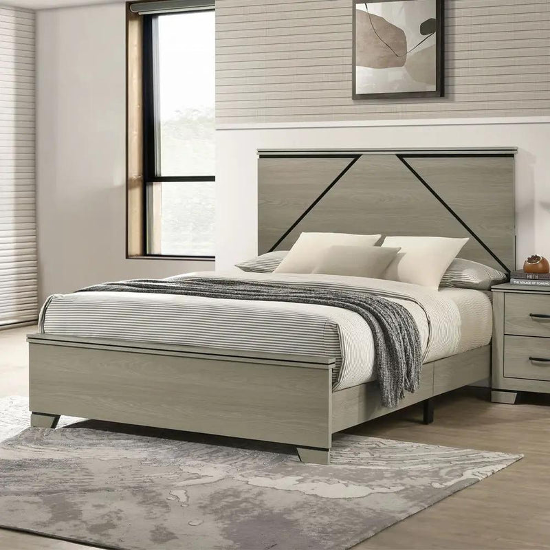 Joanna - Queen Bed With LED - Weathered Gray by Unique Piece Furniture