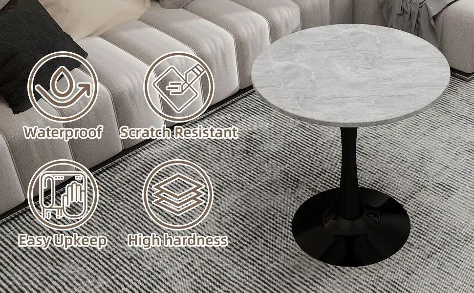 27.6-Inch Round Faux Marble Dining Table by HouseOfZazla