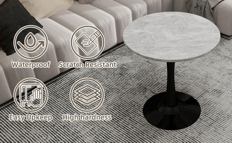 27.6-Inch Round Faux Marble Dining Table by HouseOfZazla