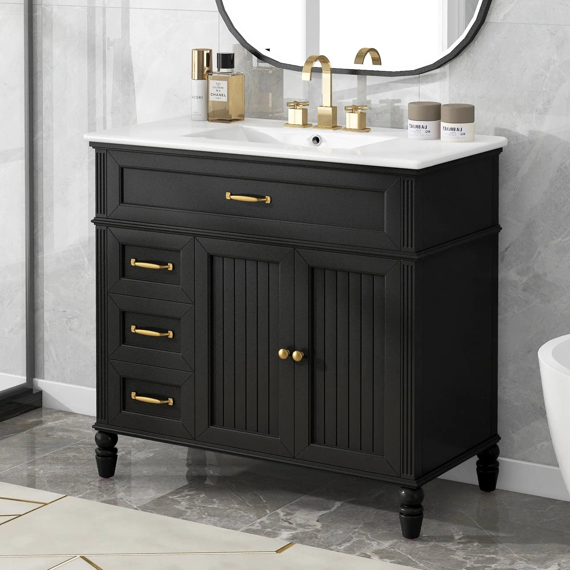 Bathroom Vanity With Sink, 2 Doors 2 Drawers, Freestanding Design by HouseOfZazla