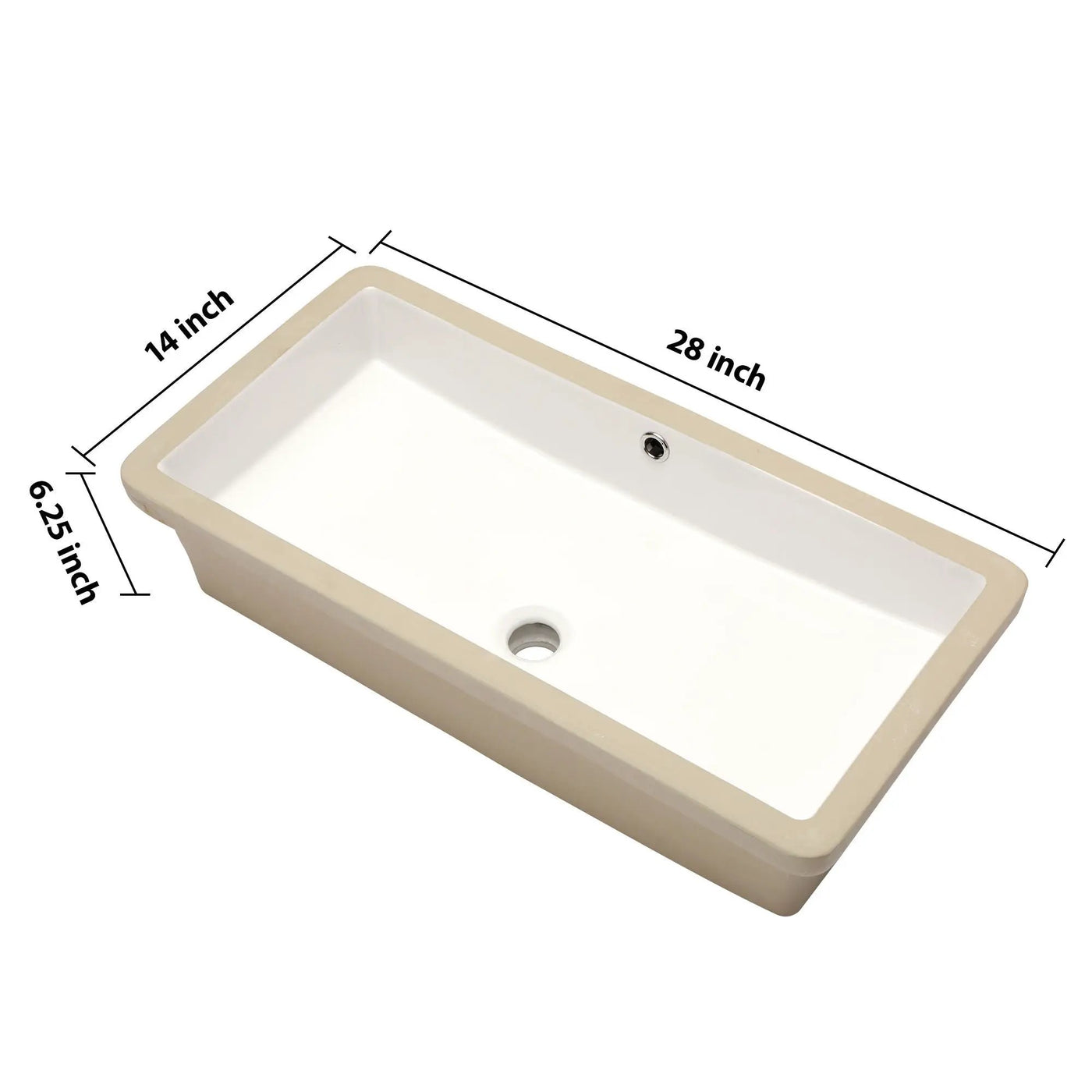 Modern Rectangular Undermount Bathroom Sink With Overflow Ceramic by HouseOfZazla