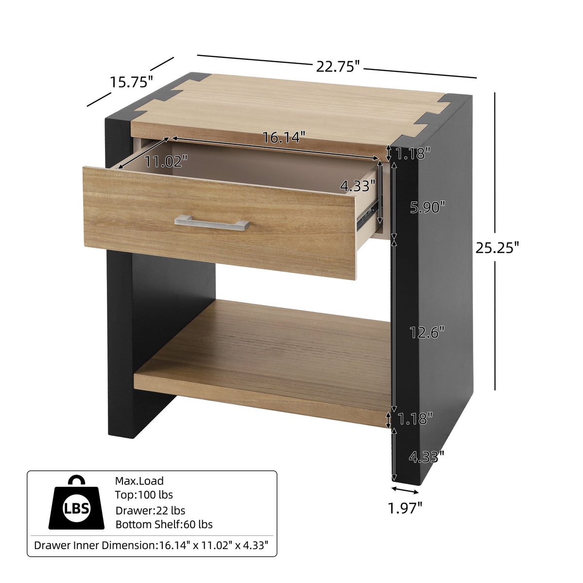 Wood Nightstand, Bedside Table, photo 6 of 10