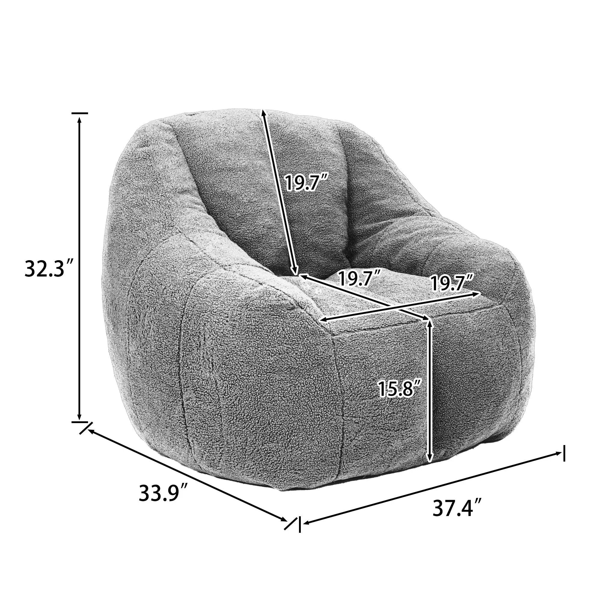 Comfy Bean Bag Chair With Memory Foam Filler, Tufted Soft by Unique Piece Furniture