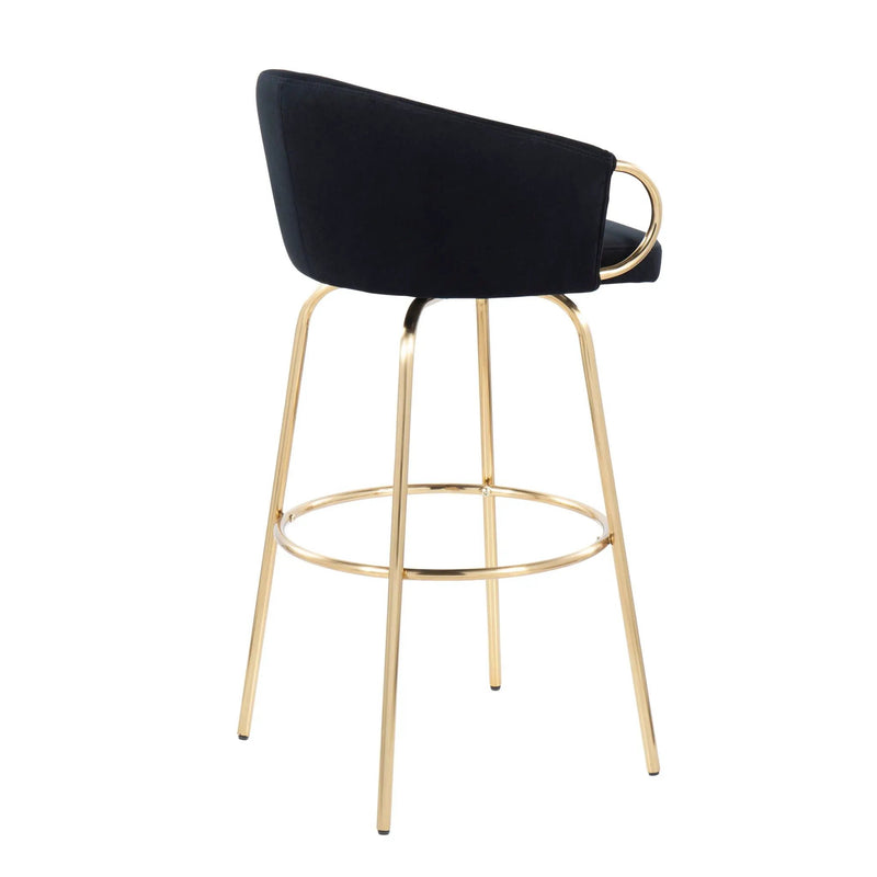 Claire - Contemporary / Glam Fixed Height Bar Stool (Set of 2) Round Footrest (Set of 2) by Unique Piece Furniture