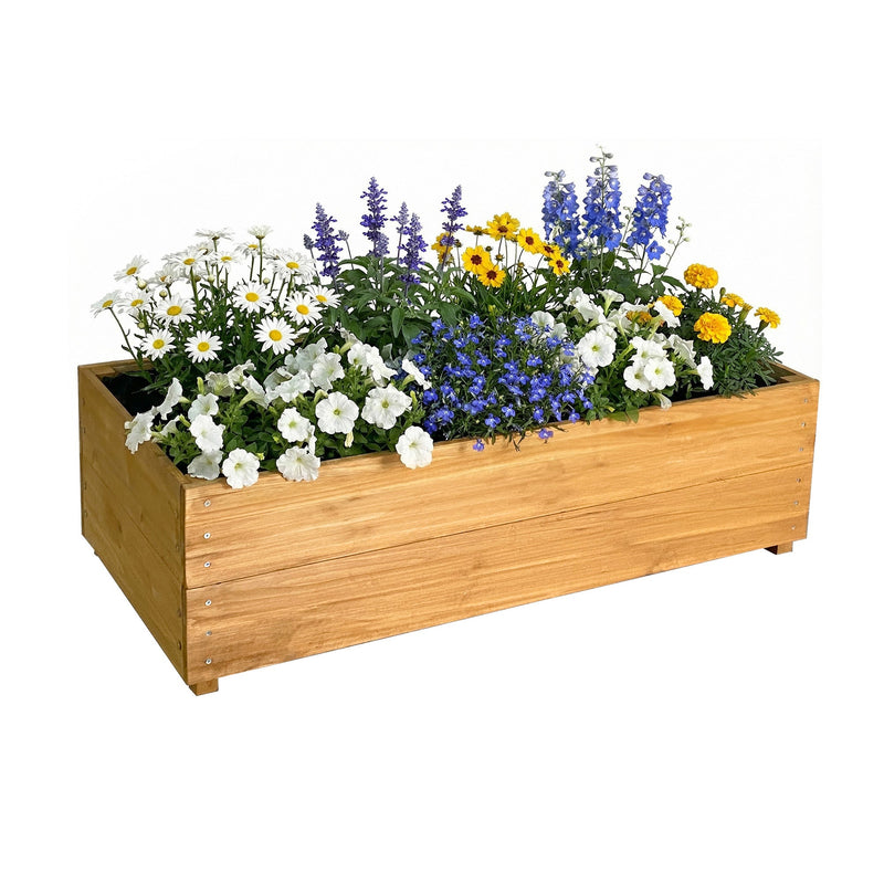 Solid Fir Wood Raised Garden Bed with Liner - Outdoor Planter Box, photo 8 of 10