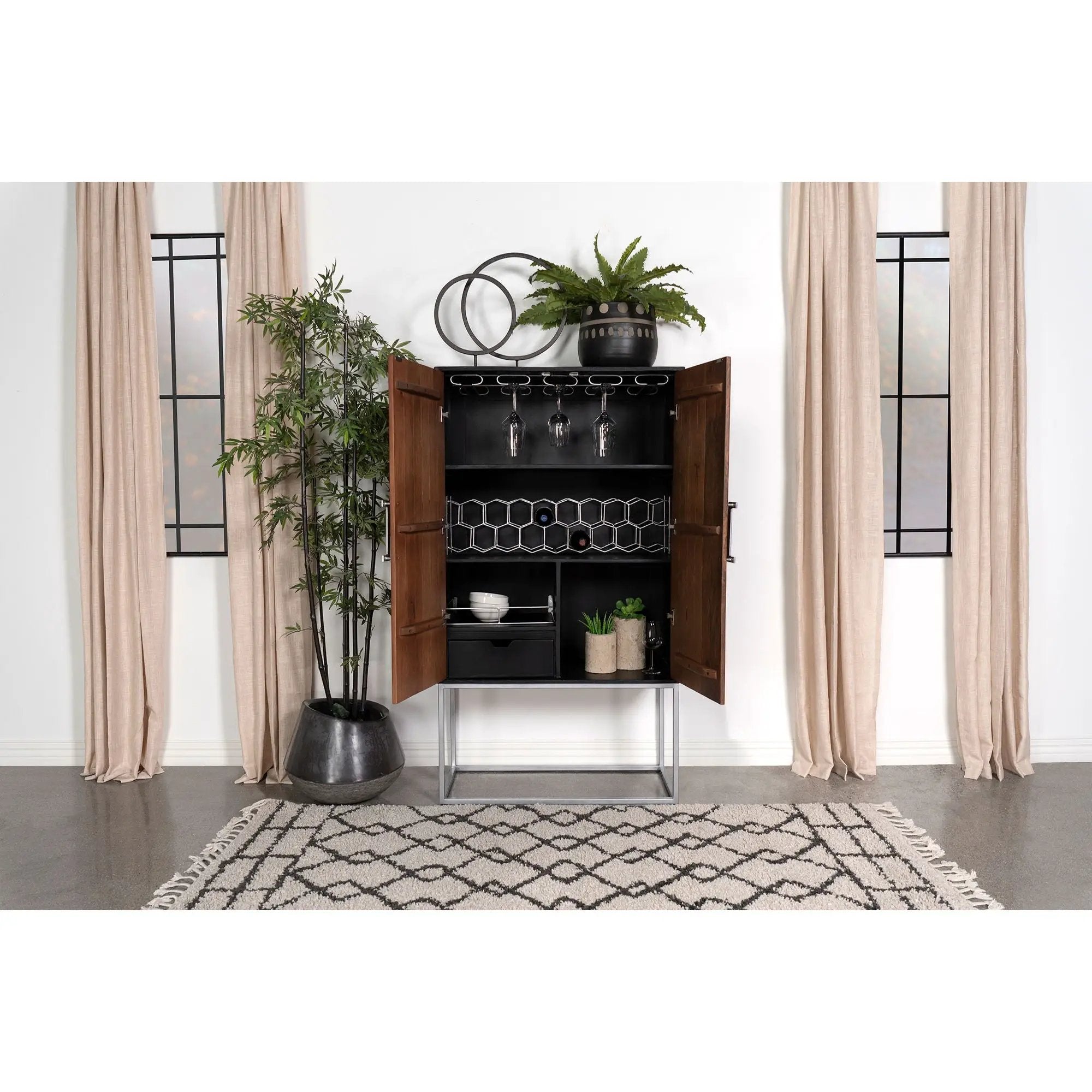 Washoe - 2 Door Bar Cabinet - Walnut by HouseOfZazla