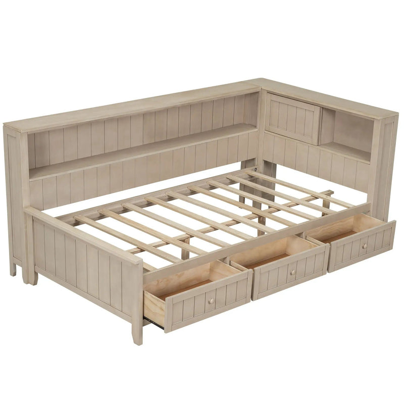 Daybed With Storage Shelves And 3 Drawers by Unique Piece Furniture