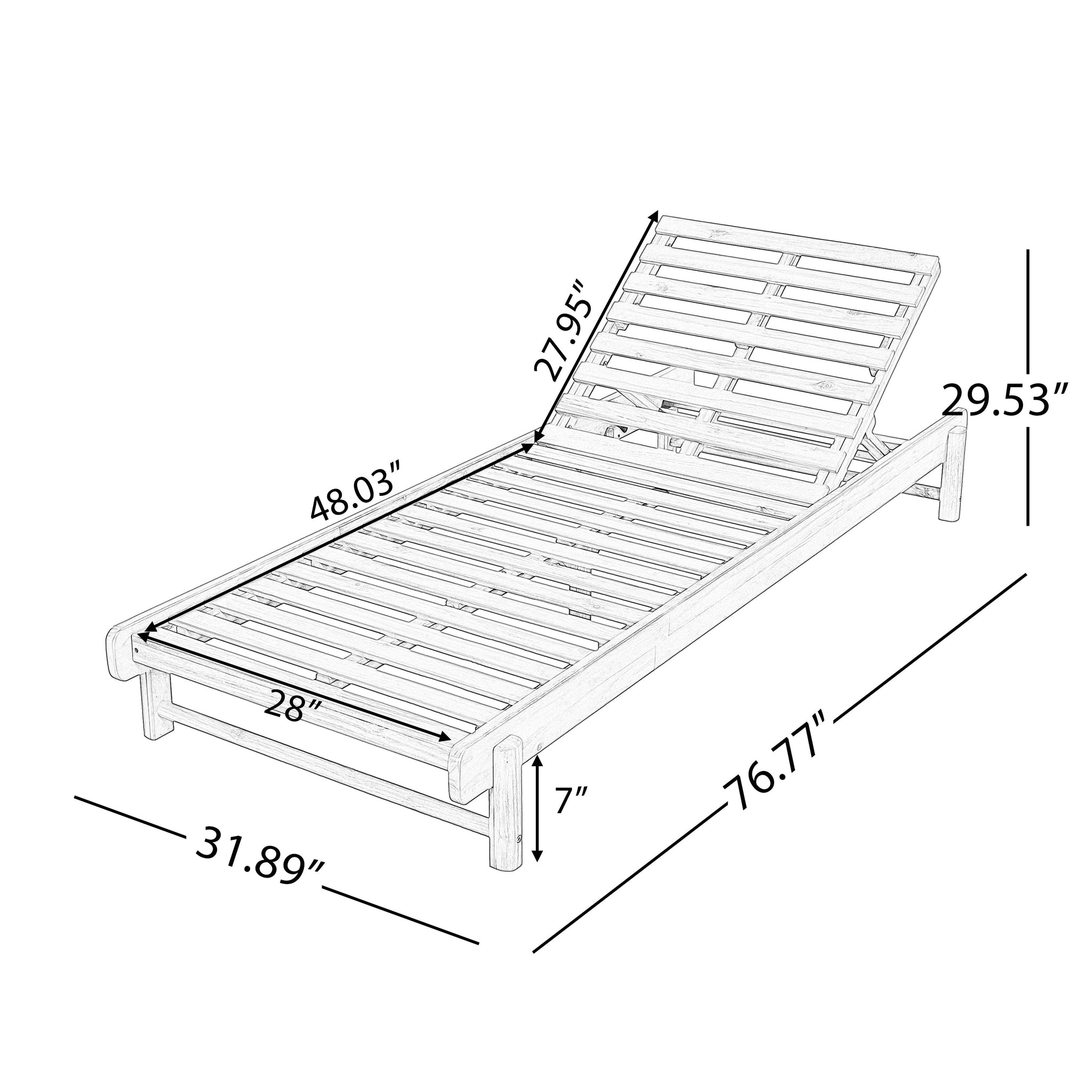 Light Teak Finish Acacia Wood Chaise Lounge Frame by HouseOfZazla