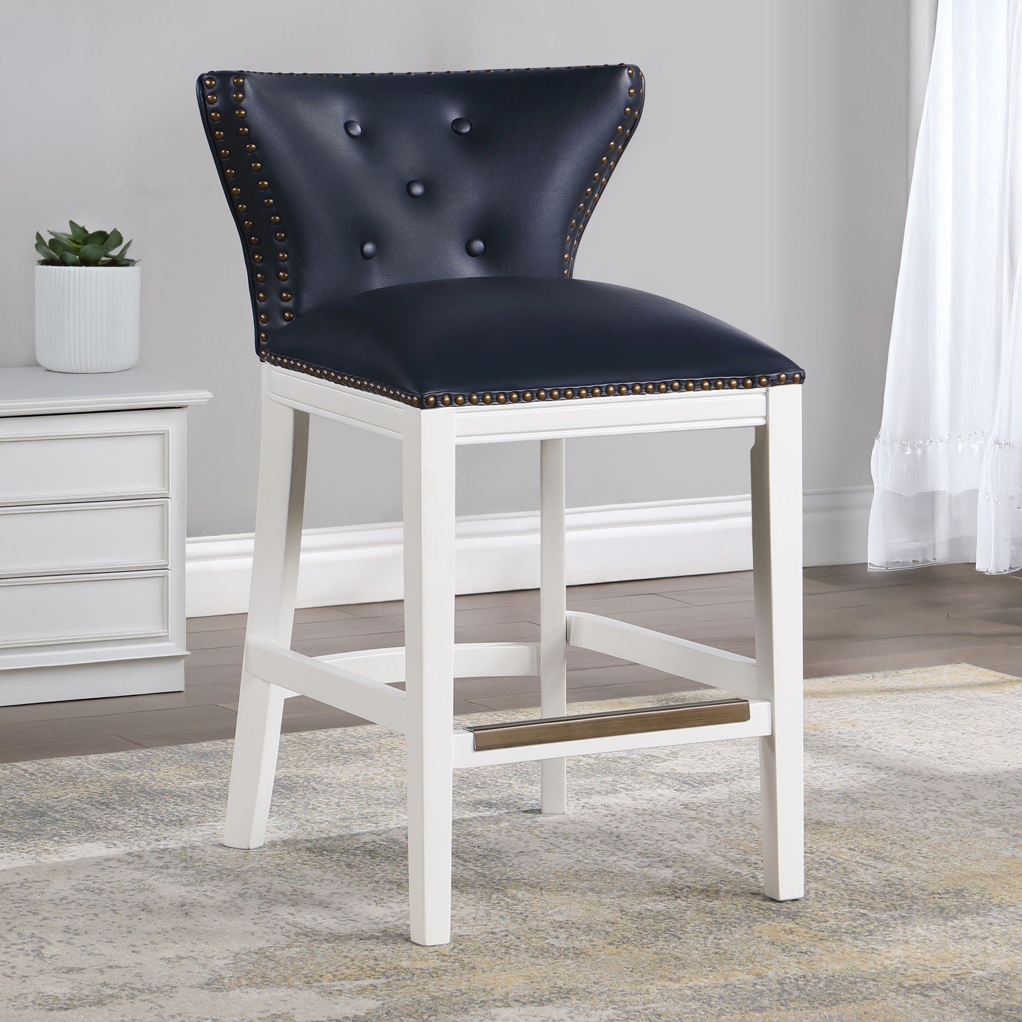 Macon - Counter Stool With Accents - Dark Blue by HouseOfZazla