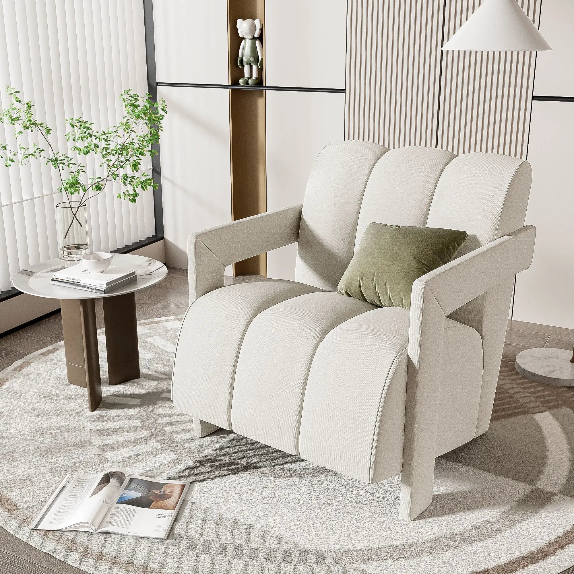 Modern Minimalist Leisure Armchair With L Shaped Armrests by HouseOfZazla