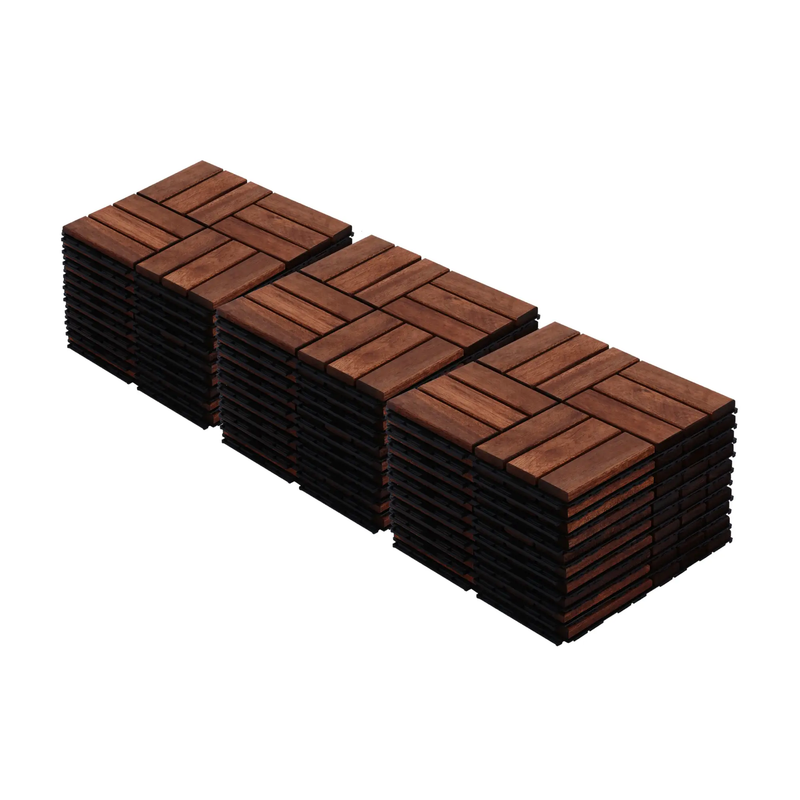 Acacia Wood Interlocking Deck Tiles - Checker Pattern by HouseOfZazla