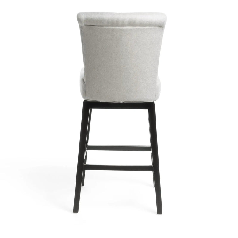 Quicksilvered Upholstered Swivel Counter Stool With Wood Legs - Beige by HouseOfZazla