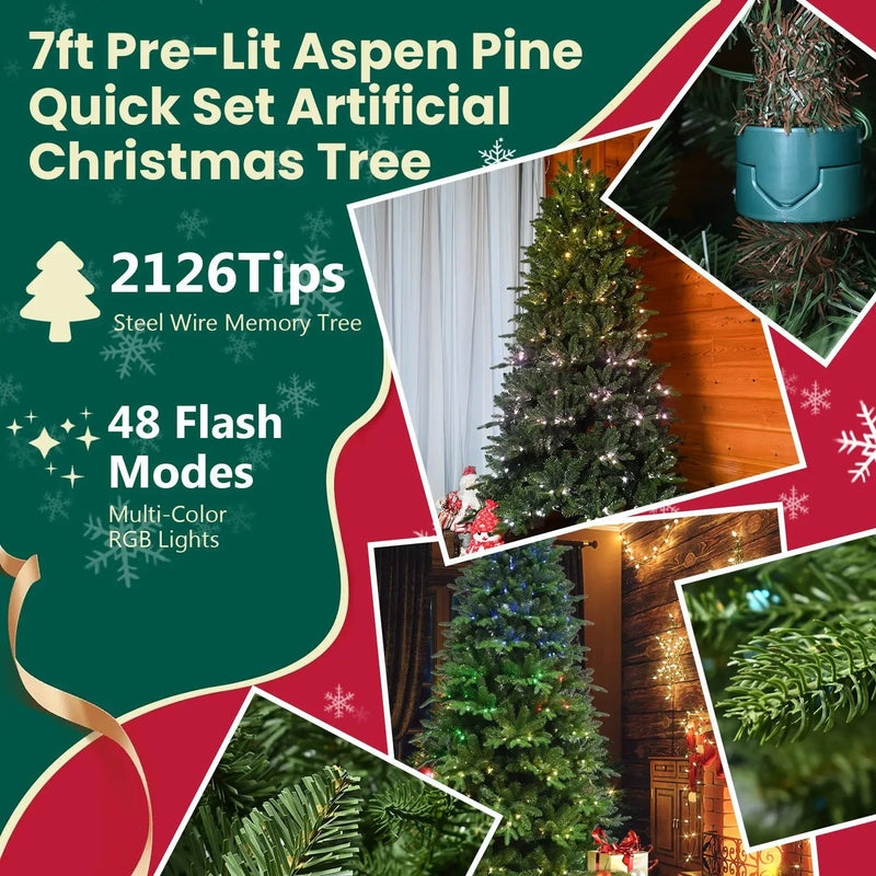 7FT Prelit Christmas Tree with 340 RGB LED Lights by HouseOfZazla