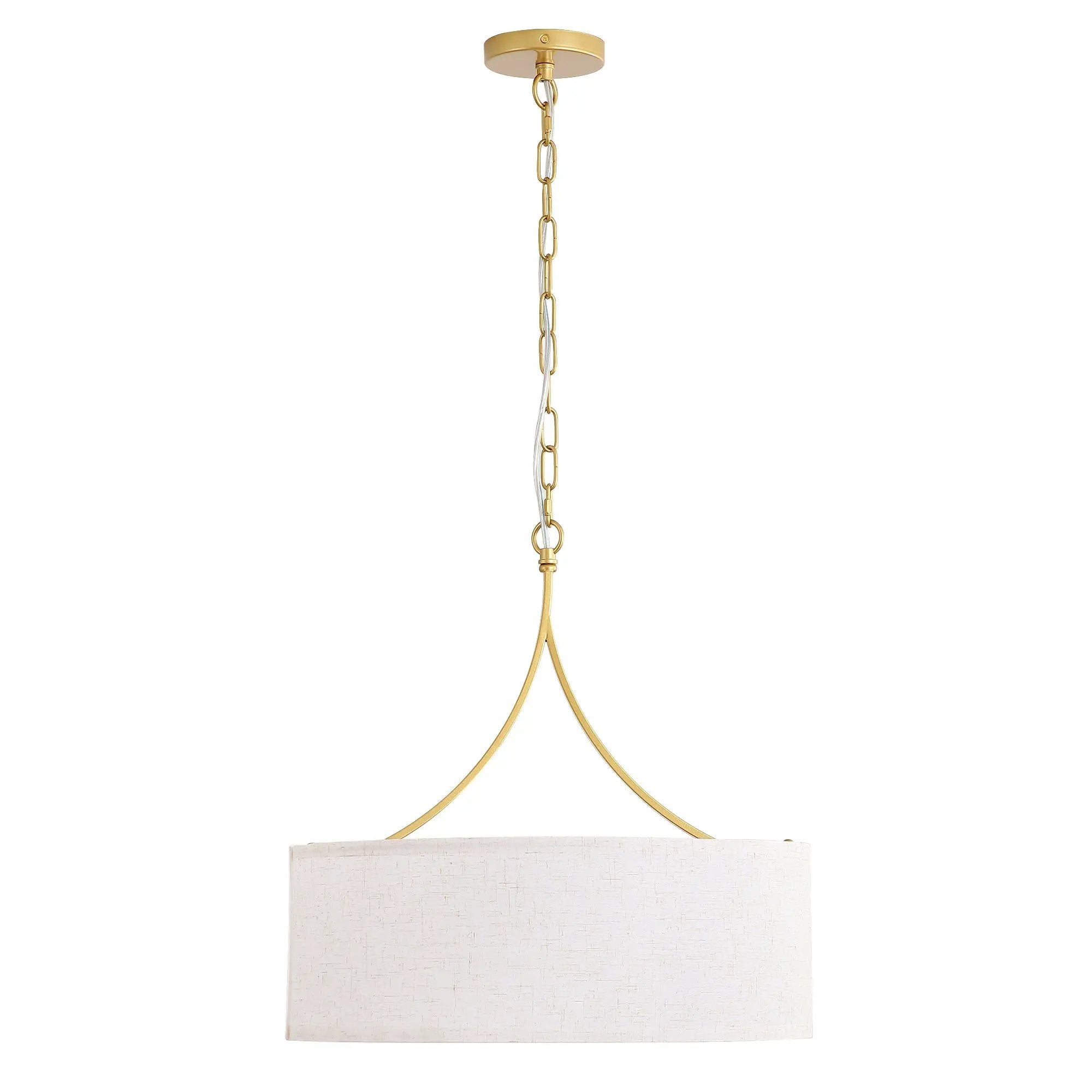 3-Light Gold Fabric Drum Pendant Light by HouseOfZazla