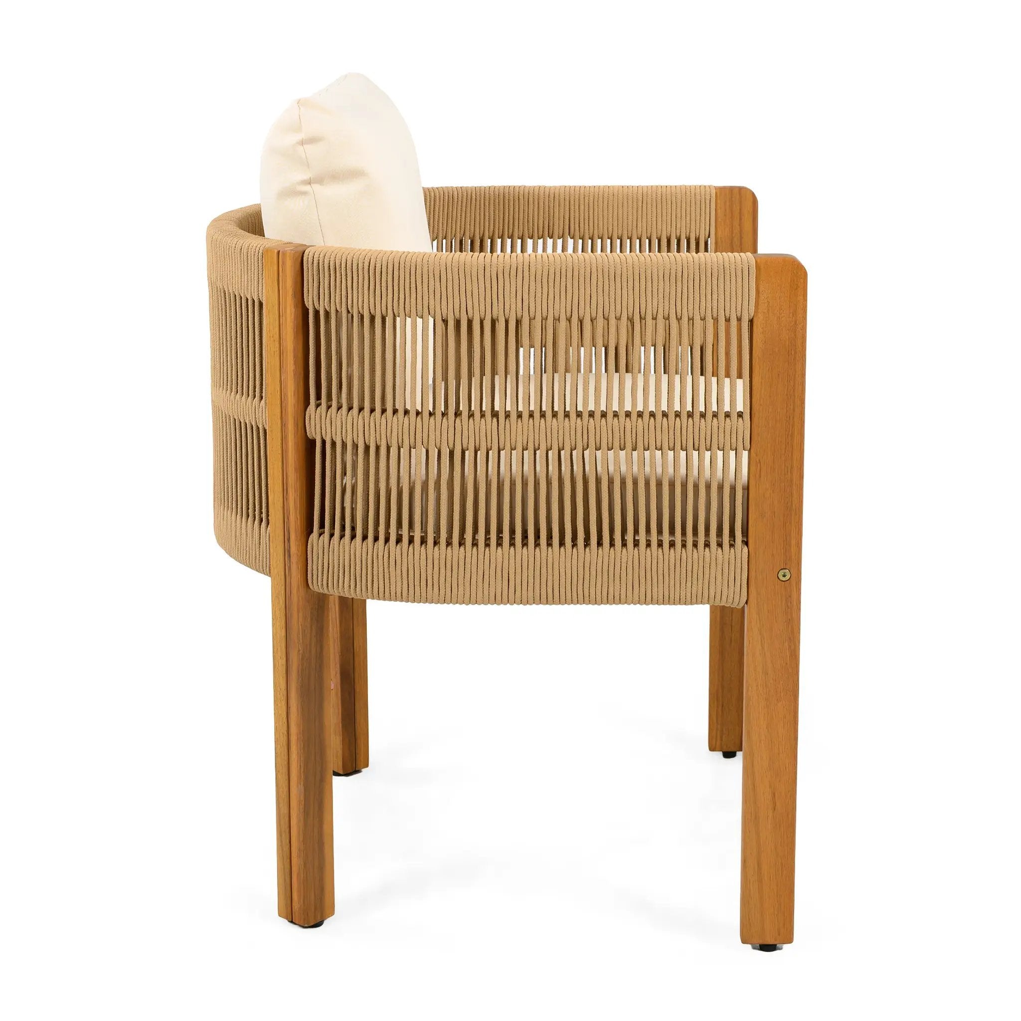 Outdoor Dining Set with Acacia Wood Table and 4 Chairs, Beige by HouseOfZazla