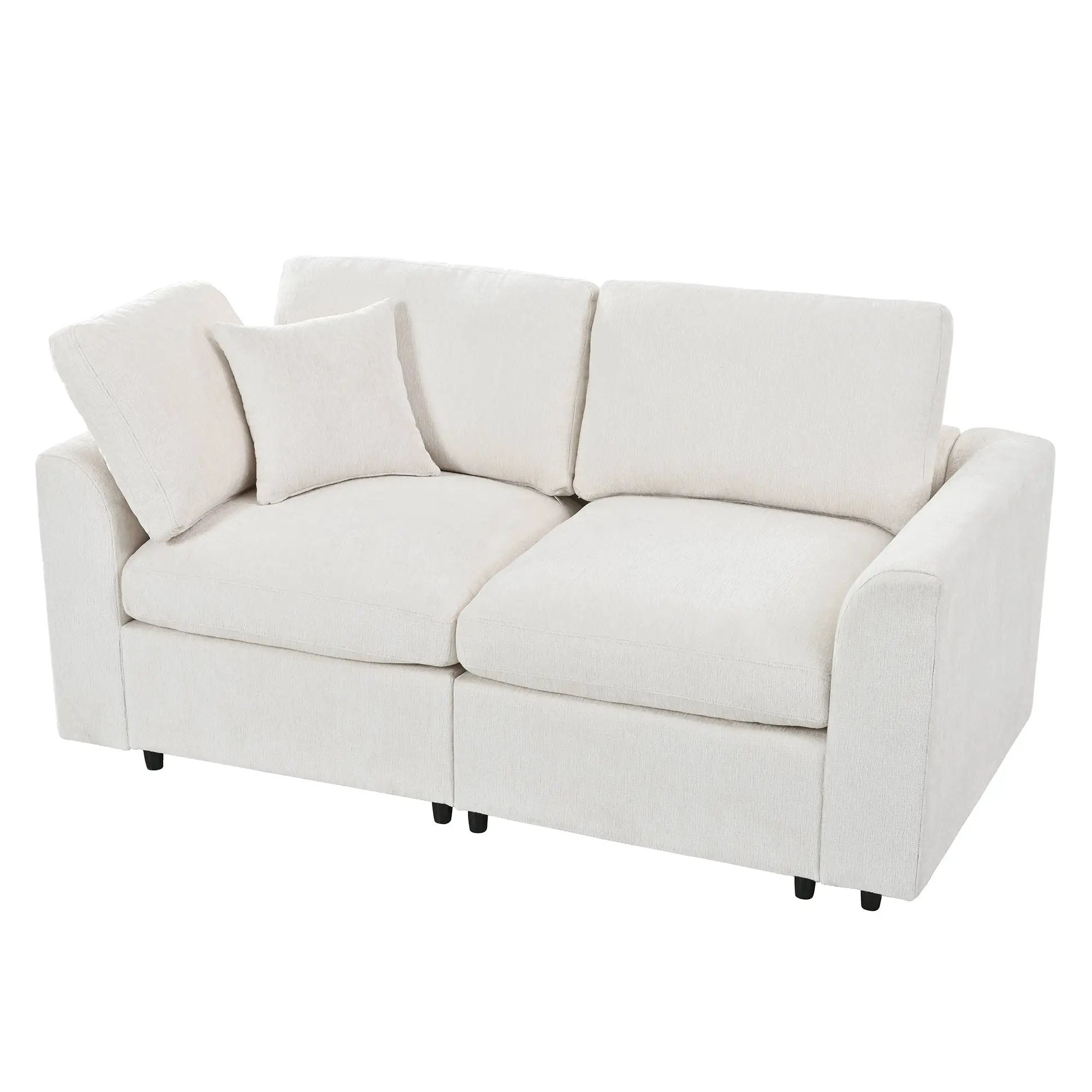 U-Style 4-Piece Sofa Set, 2 Accent Chairs + Loveseat + Movable Ottoman by HouseOfZazla