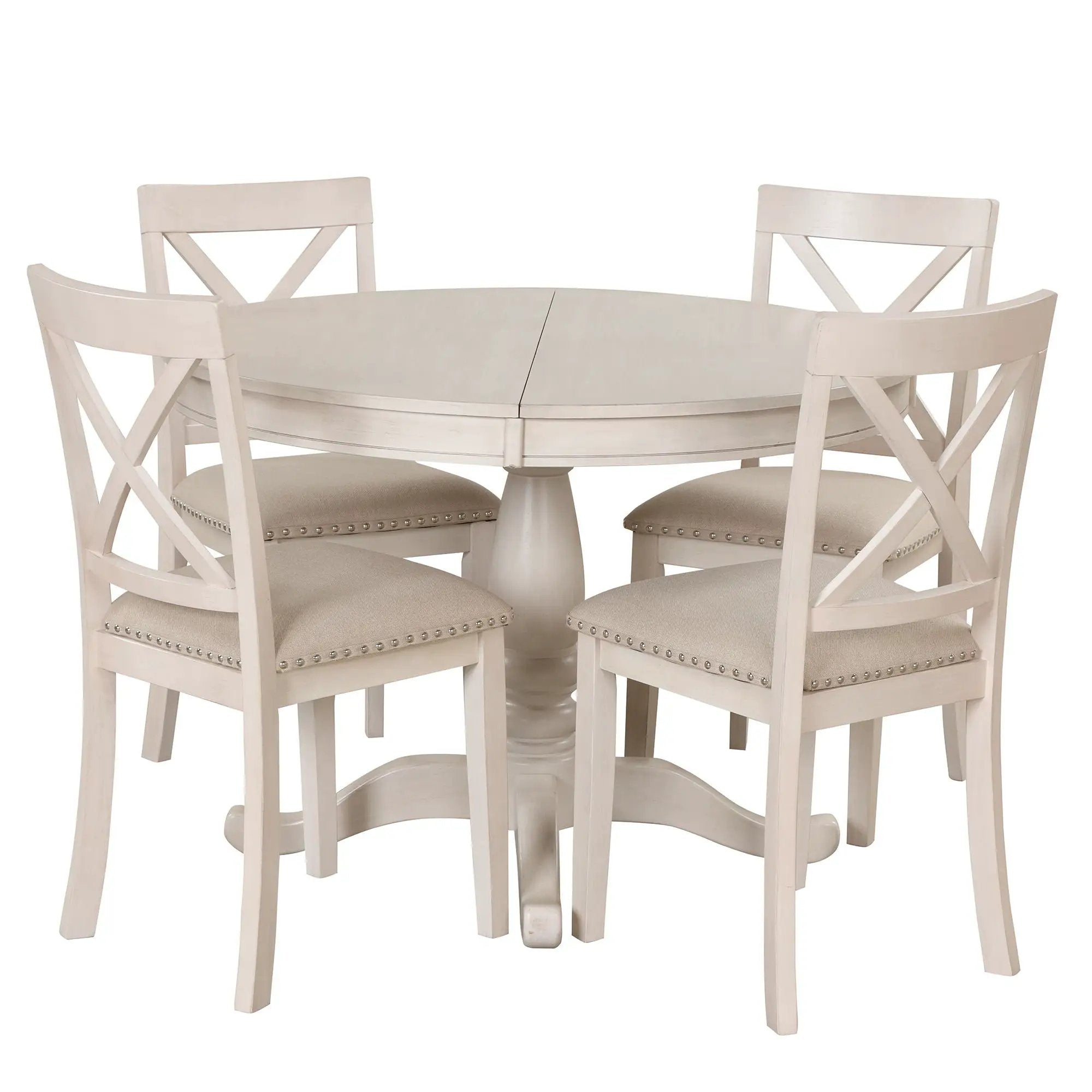Modern Dining Table Set For 4, Round Table And 4 Kitchen Room Chairs, 5 Piece Kitchen Table Set For Dining Room, Dinette, Breakfast Nook by HouseOfZazla