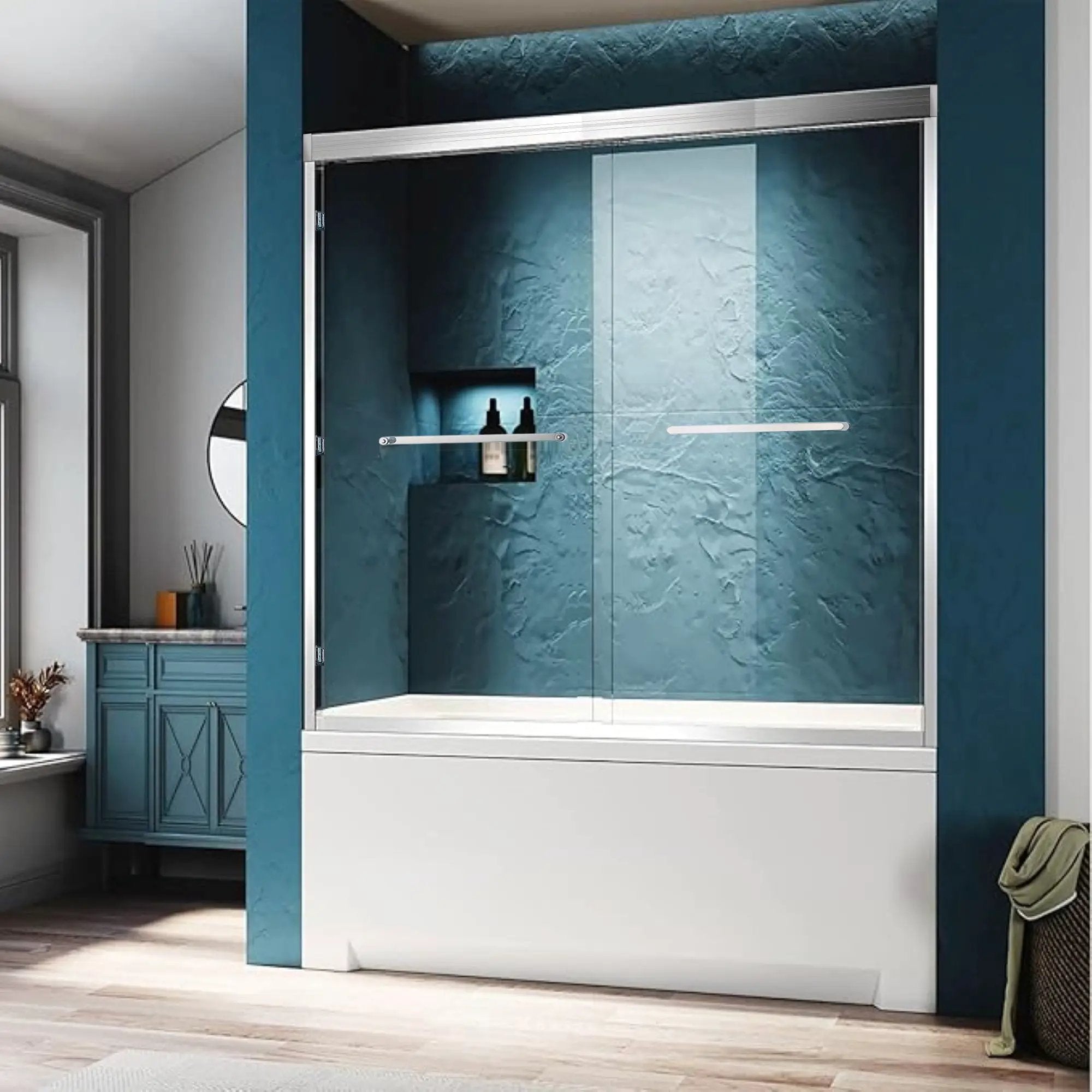 56-60"W x 60"H Double Sliding Tub Shower Door by HouseOfZazla
