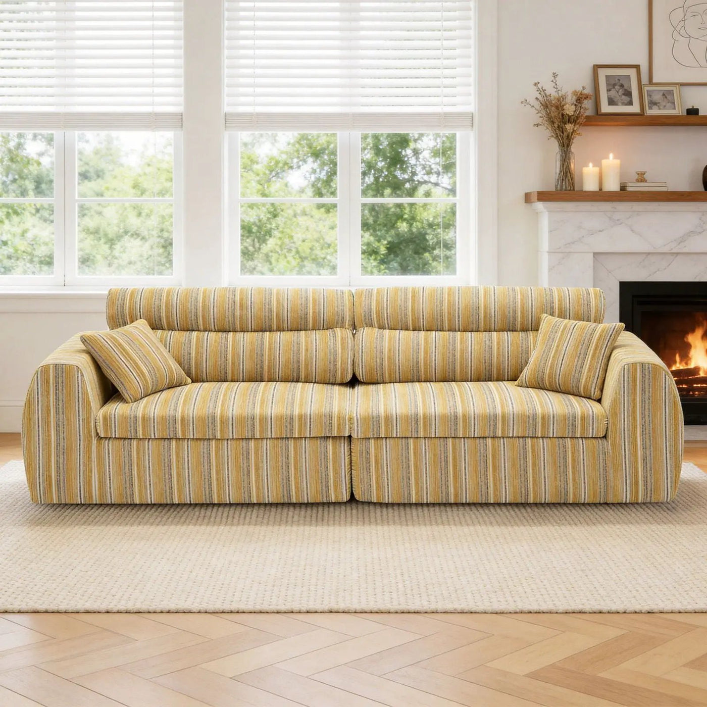 3 Seater, Couch With Throw Pillows For Living Room by HouseOfZazla