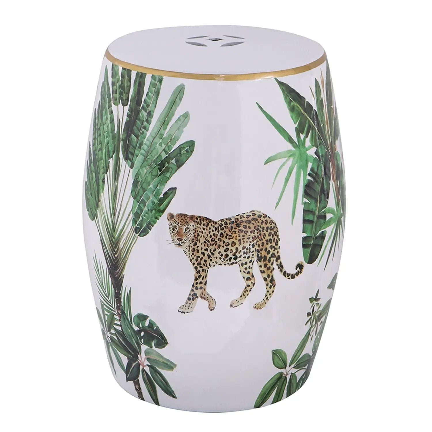 13x13x18 Ceramics Garden Stool Jungle-Themed Accent Side Table by HouseOfZazla