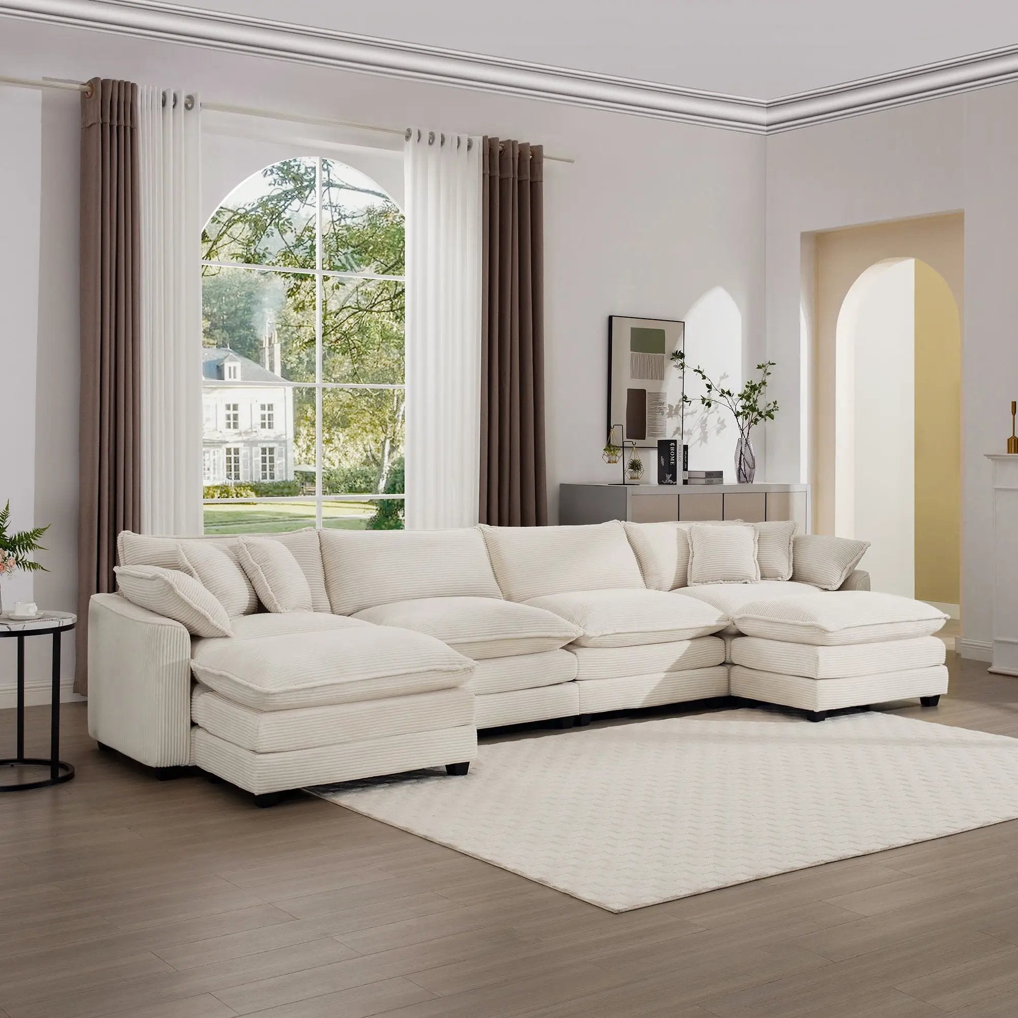Modern Oversized Modular Cushion Sofa With Ottoman, Low Back, Deep Seating Sofa Set by Unique Piece Furniture
