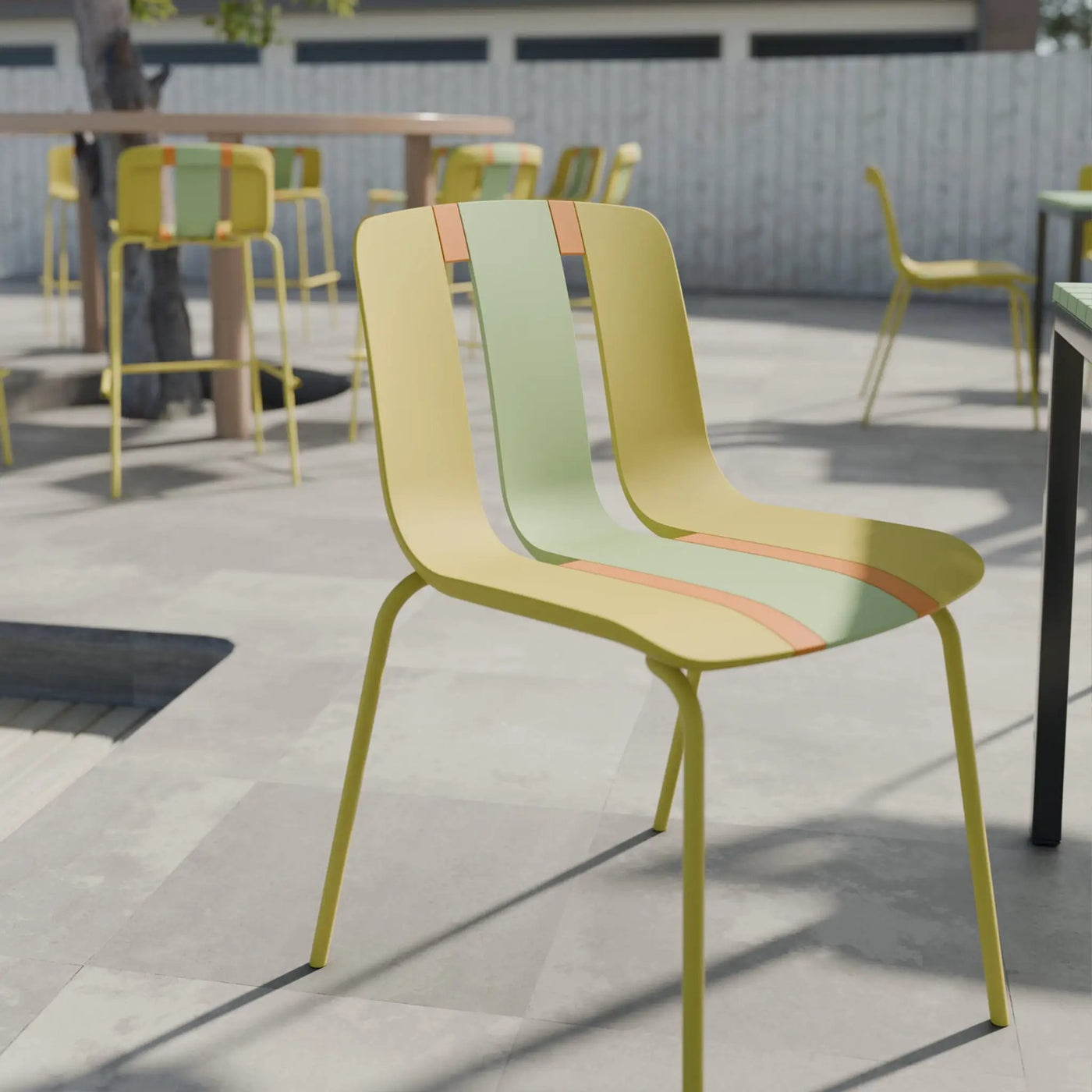 Modern Striped Blocking Single Chairs Set of 4 by HouseOfZazla