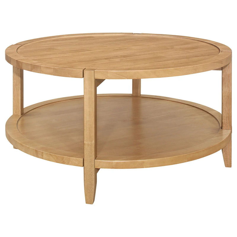 Camillo Round Solid Wood Coffee Table Maple Brown by Unique Piece Furniture