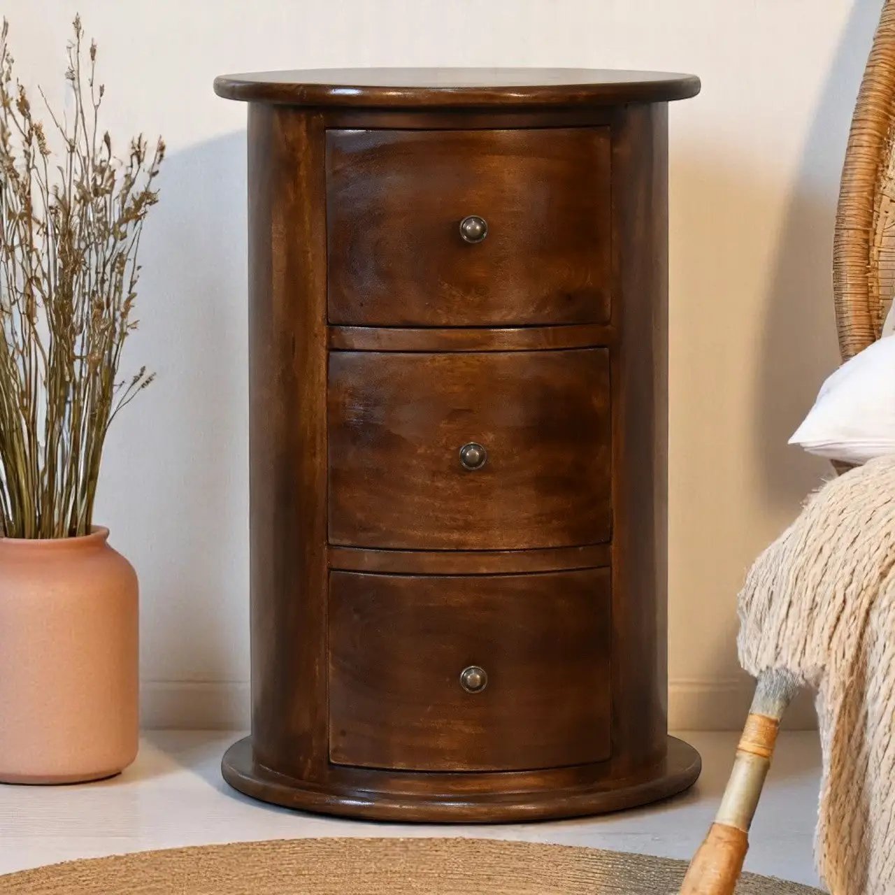 Solid Wood 3-Drawer Chestnut Drum by HouseOfZazla