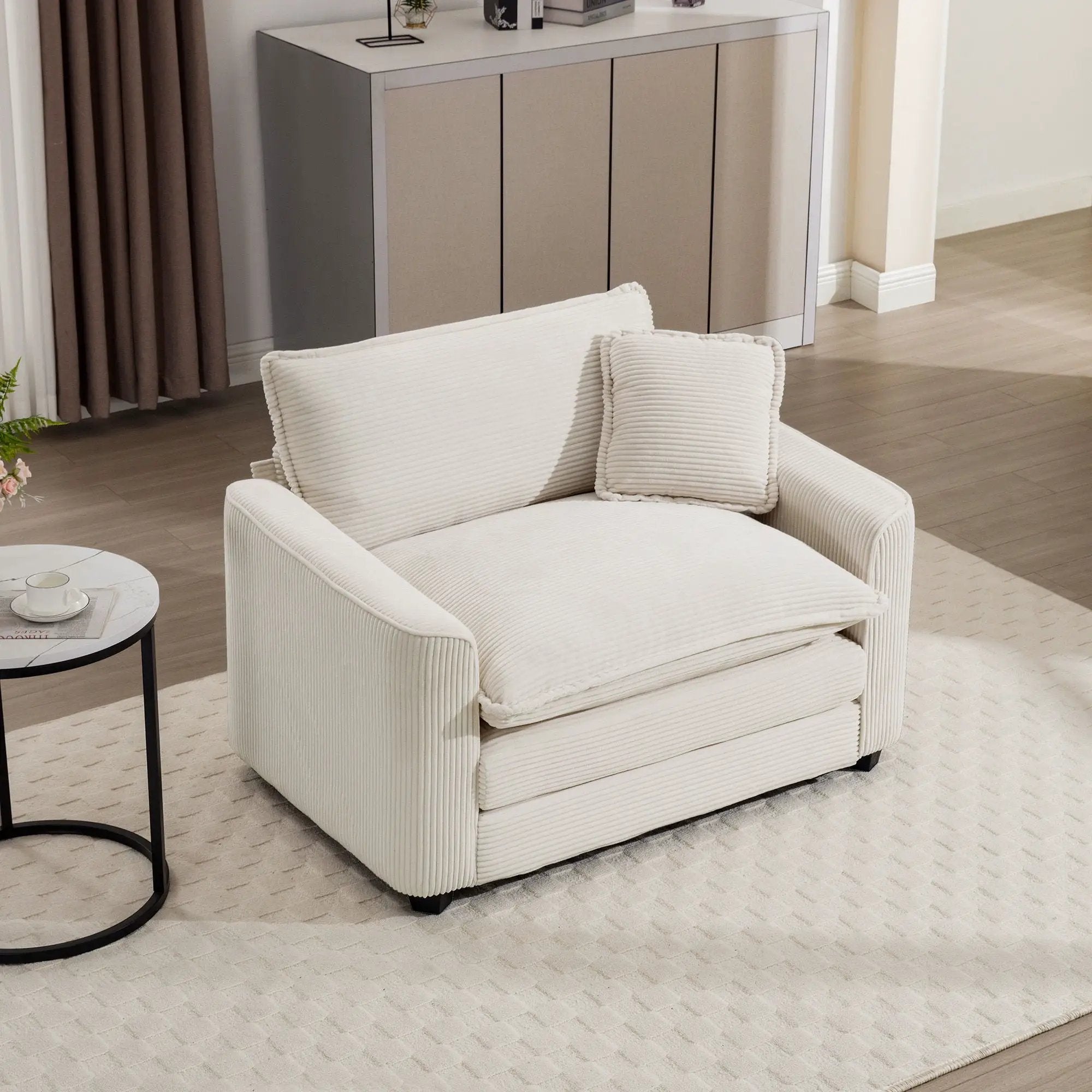 Modern Classic Fabric Single Chair Deep Seat Sofa With Pillow by HouseOfZazla
