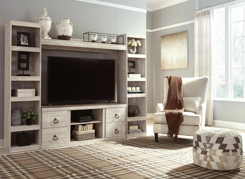Willowton - 4-Piece Entertainment Center - Whitewash by Unique Piece Furniture