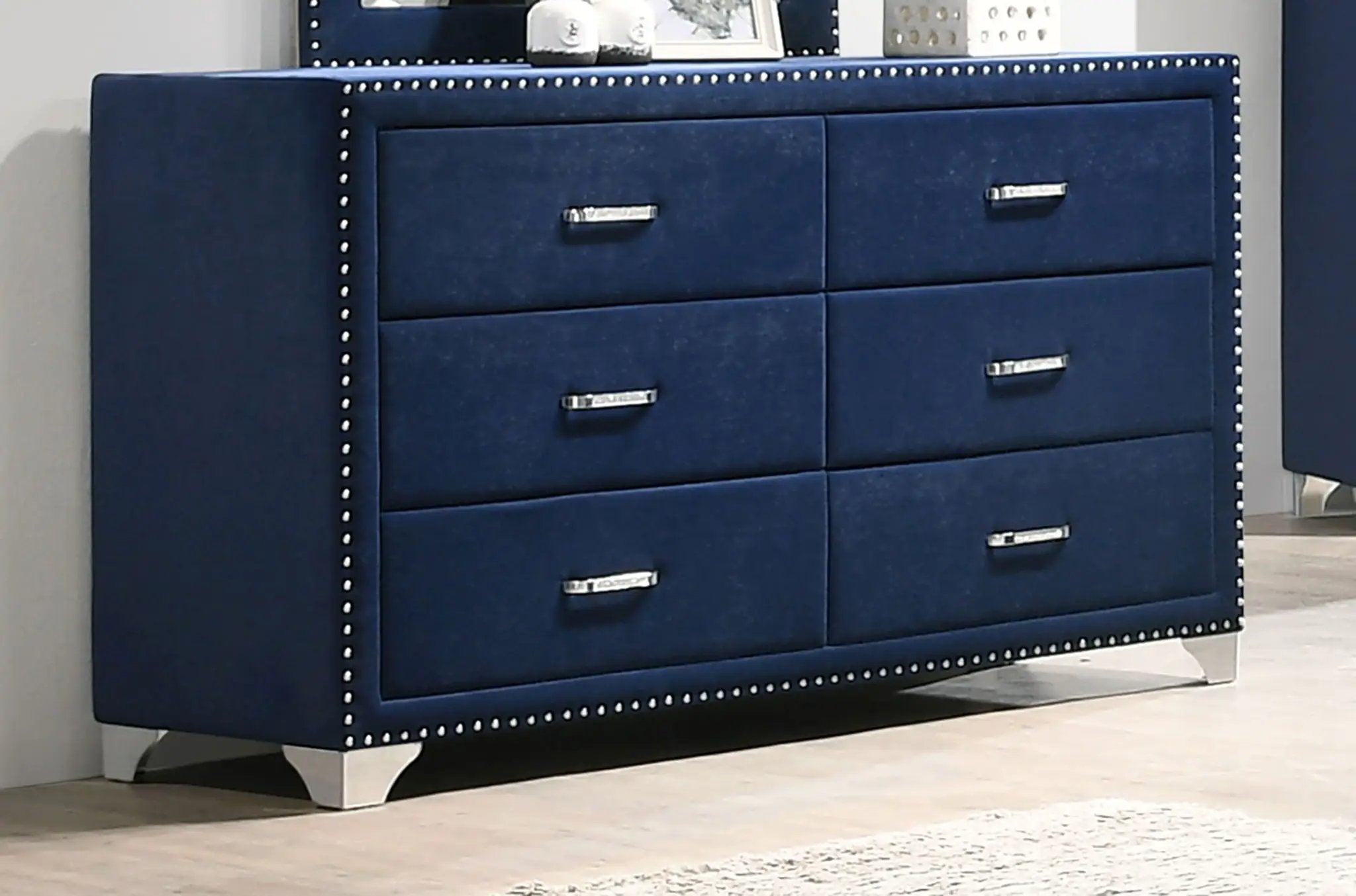 Melody 6-drawer Upholstered Dresser Pacific Blue by Unique Piece Furniture