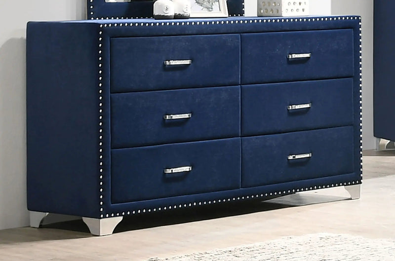 Melody 6-drawer Upholstered Dresser Pacific Blue by Unique Piece Furniture