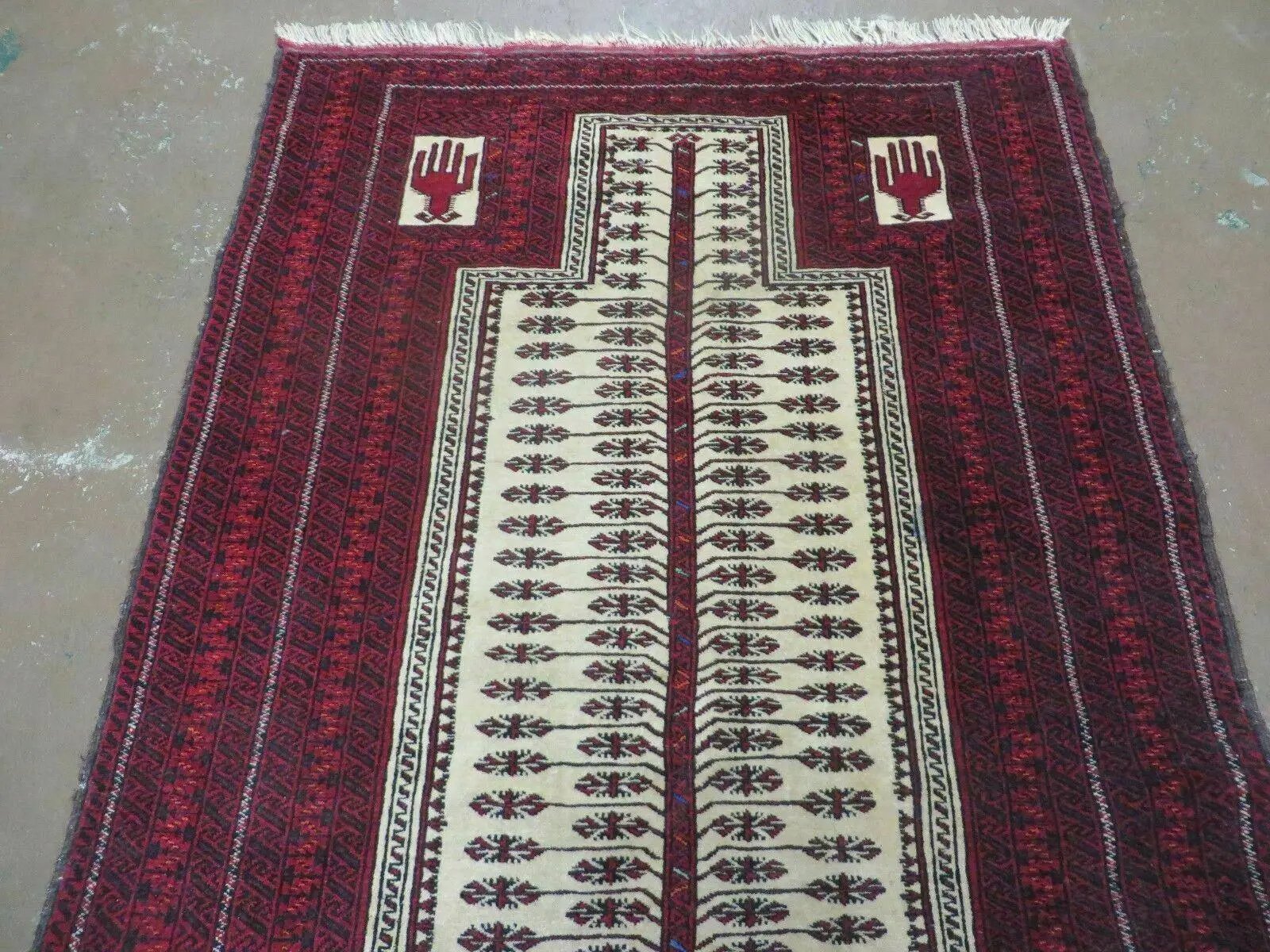 3' X 5' Antique Handmade Turkoman Balouchi Prayer Wool Rug Khamesh by Jewel Rugs