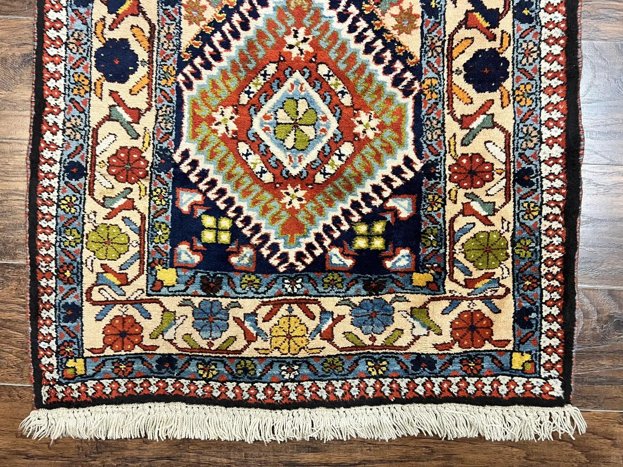 Persian Tribal Runner Rug 2.9 x 14, Colorful Rare Antique Persian Shiraz Yalameh Geometric Carpet for Hallway, 14ft Runner, Handmade, Wool, Red by Jewel Rugs