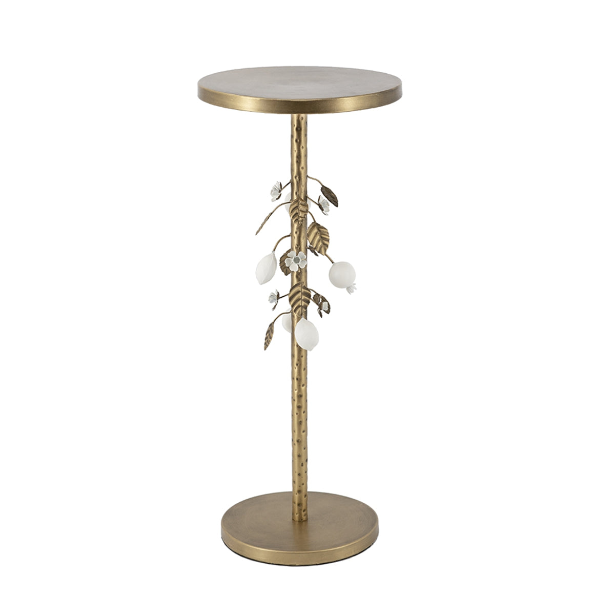 Round Iron Side Table with Botanical Details, photo 4 of 10