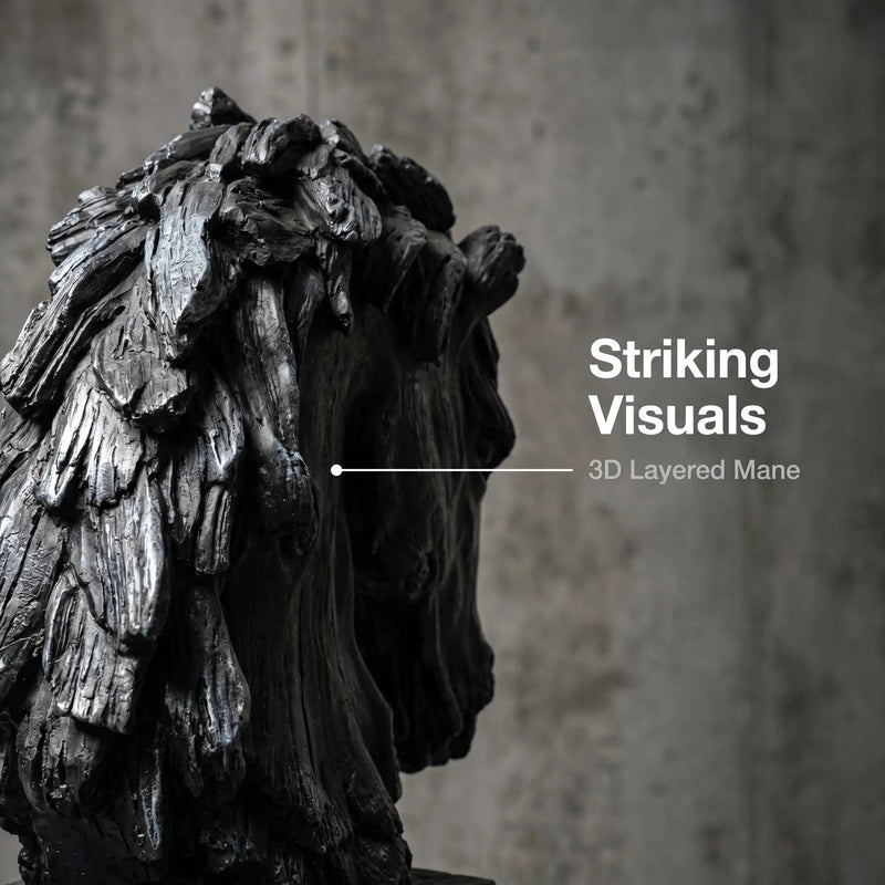 Black Rustic Horse Head Sculpture with Base by HouseOfZazla