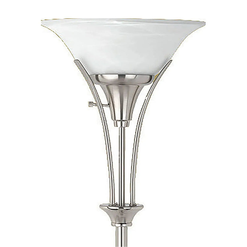 Jessa - Torchiere Floor Lamp With Soft Glass Shade - Silver