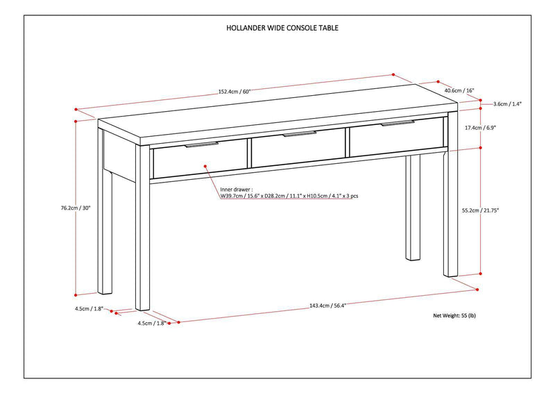 Hollander - Wide Console Table by HouseOfZazla
