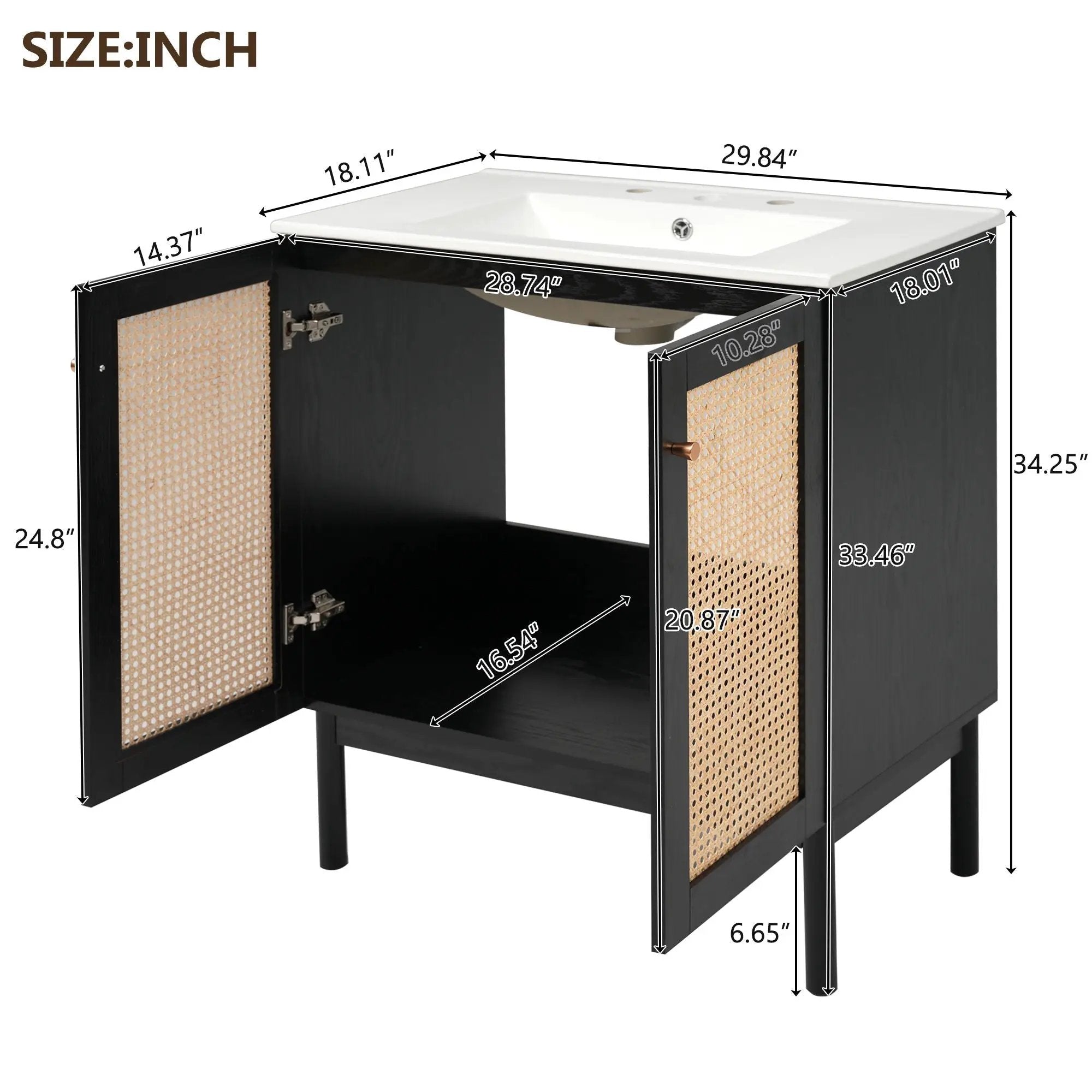 Bathroom Vanity With Soft Closing Mechanism - Black by Unique Piece Furniture