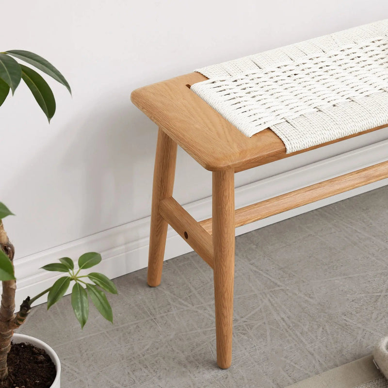 Design Dining Bench Bed Bench For Bedroom - White / Natural Oak by Unique Piece Furniture
