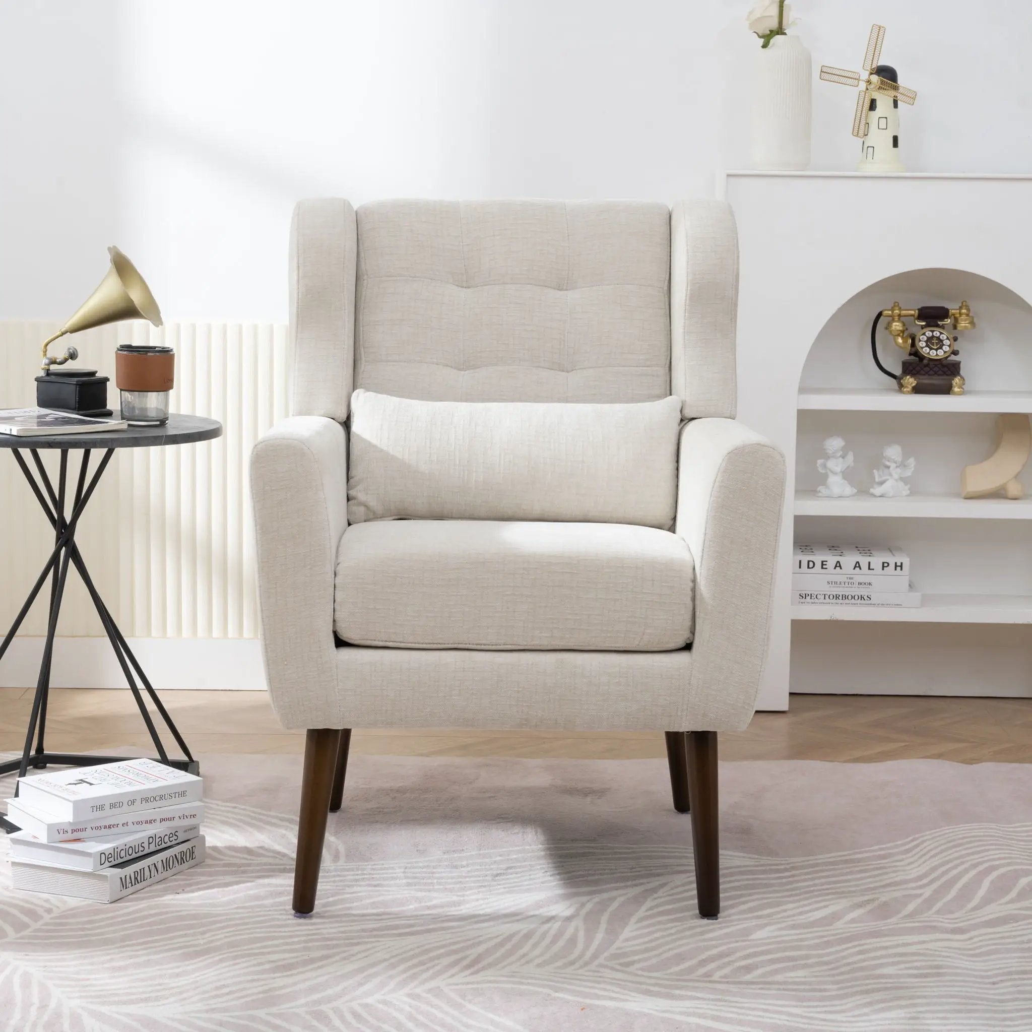 Modern Accent Chair Upholstered Foam Filled Living Room Chairs Comfy Reading Chair Mid-Century Modern Chair With Fabric Lounge Arm Chairs Armchair For Living Room Bedroom by Unique Piece Furniture