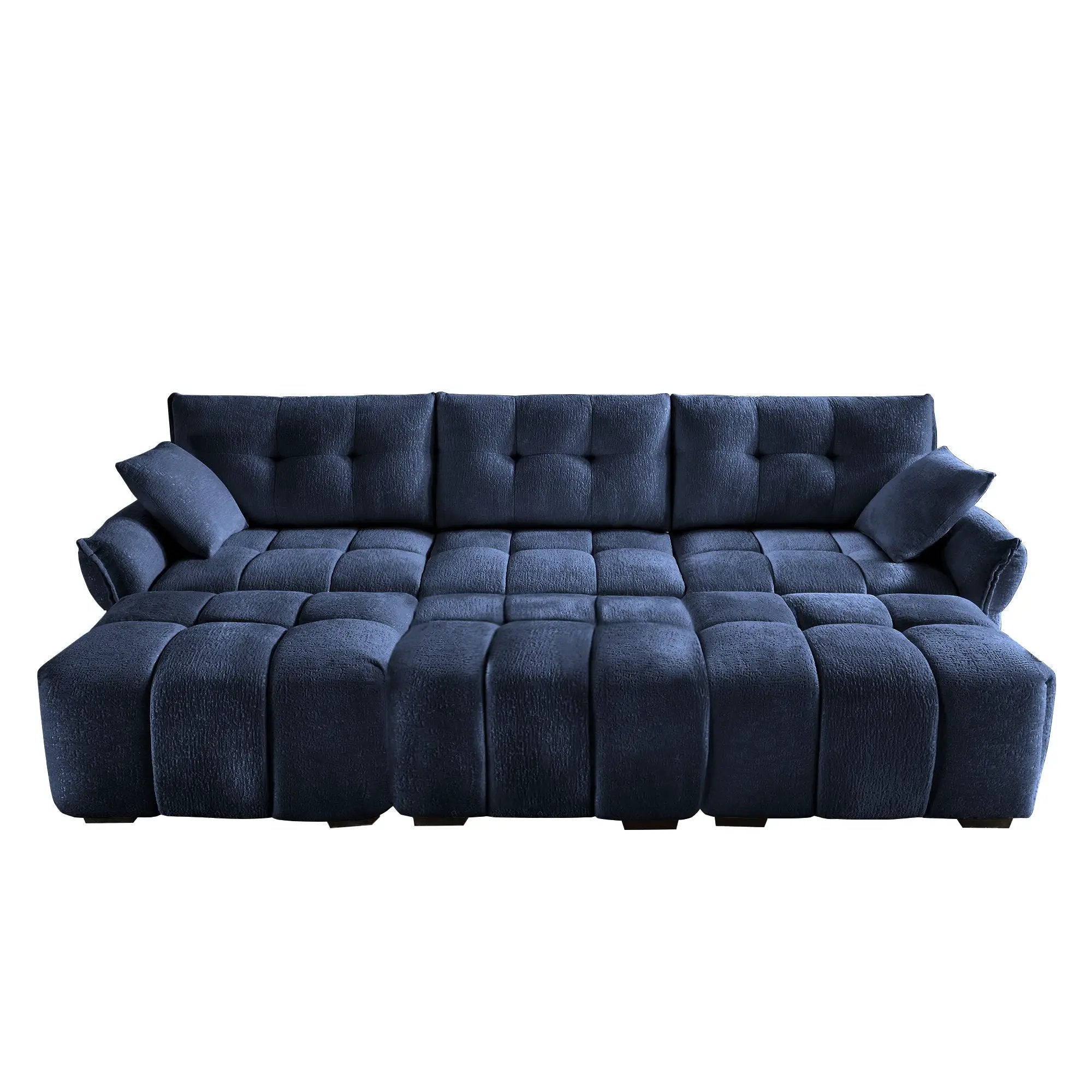 Sofa Set With Ottoman And Pillows, Textured, High Resilience Cushions by HouseOfZazla